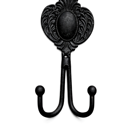 Handcrafted Metal Twin Hook Ornamental Wall Utility